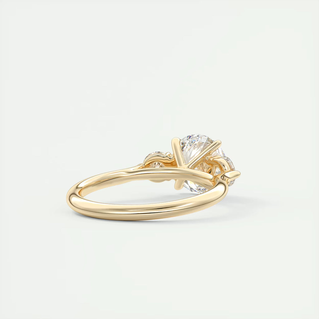 3.00 Ct Round Solitaire Ring Luxe Selene Three Stone Diamond Engagement Rings