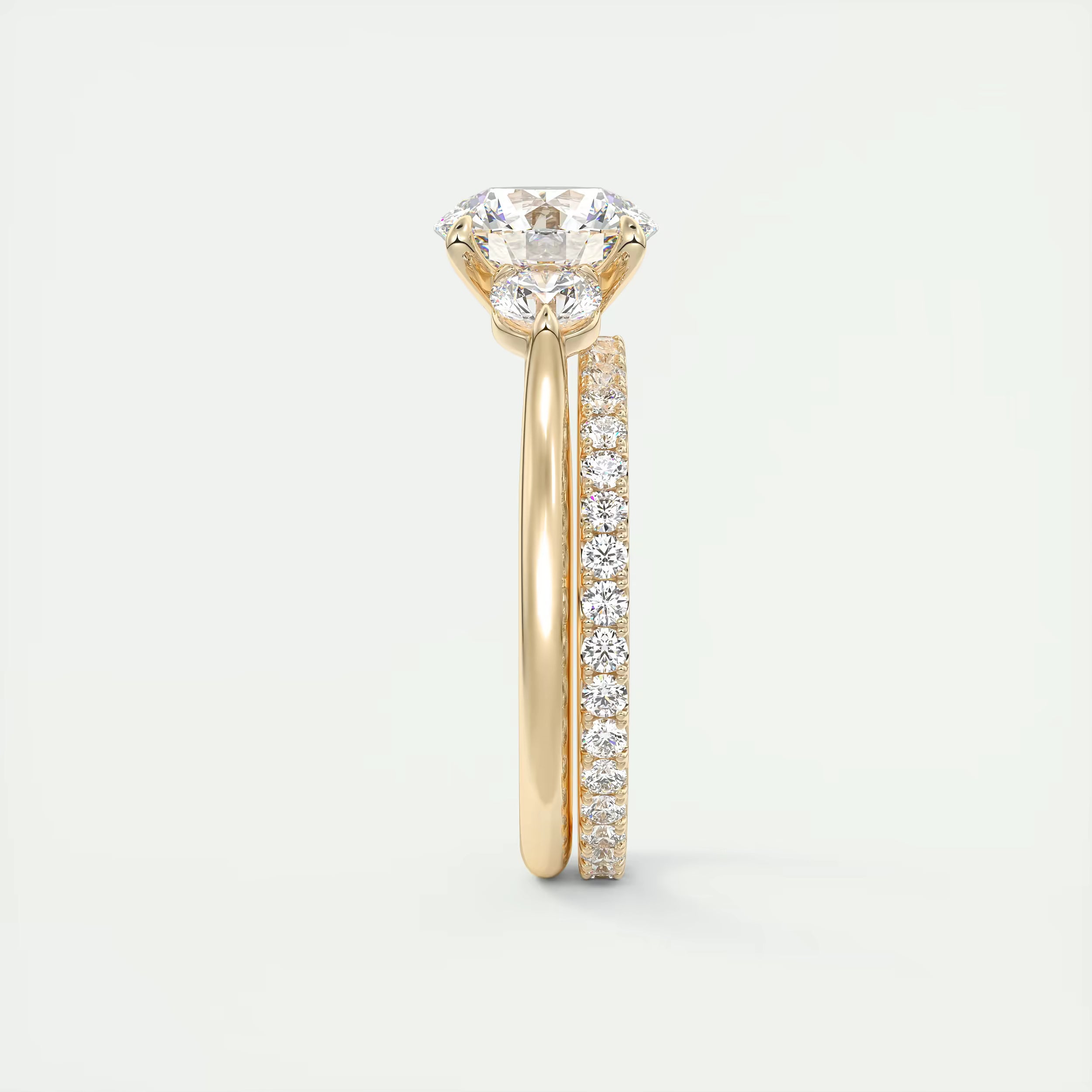 3.00 Ct Round Solitaire Ring Luxe Selene Three Stone Diamond Engagement Rings