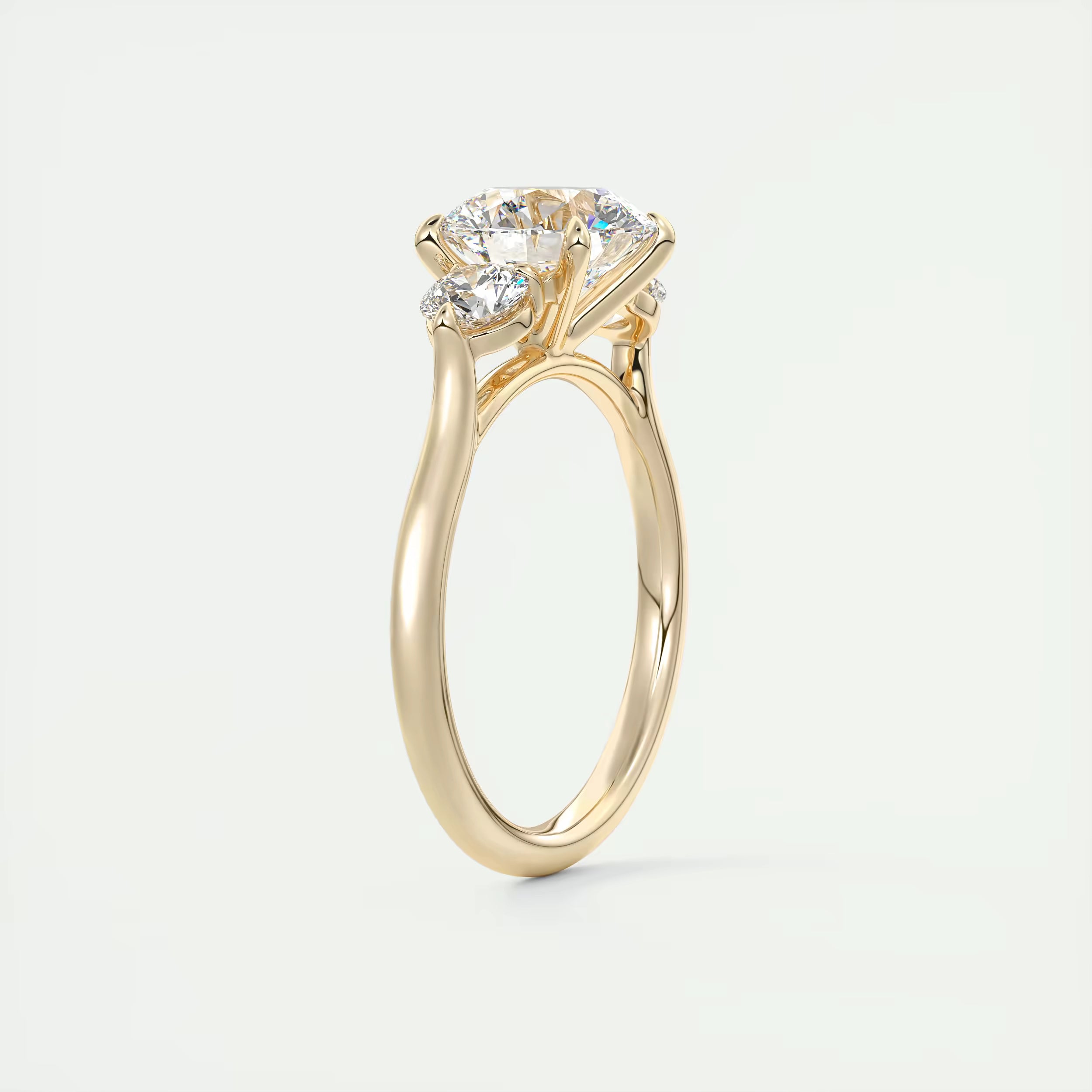 3.00 Ct Round Solitaire Ring Luxe Selene Three Stone Diamond Engagement Rings