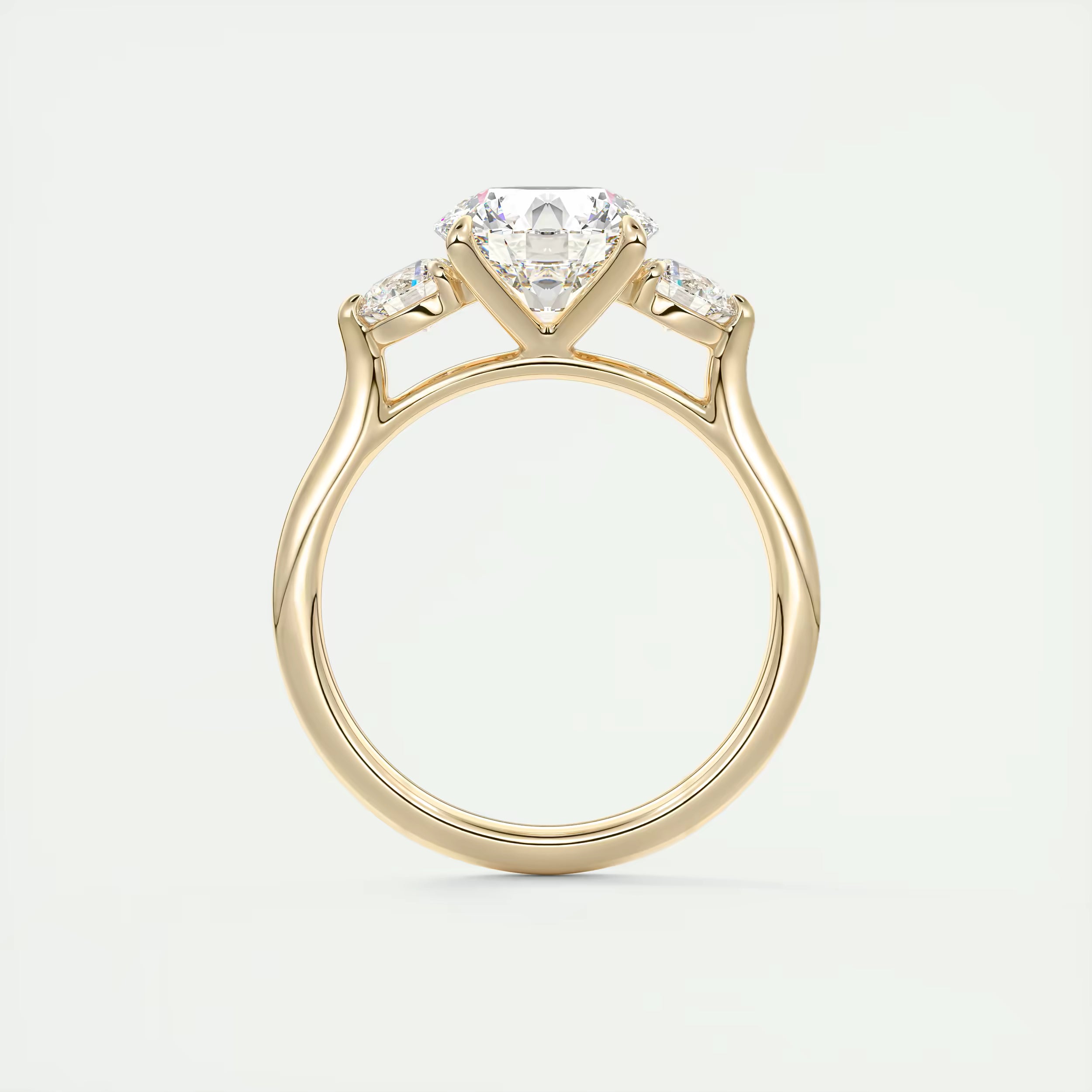 3.00 Ct Round Solitaire Ring Luxe Selene Three Stone Diamond Engagement Rings