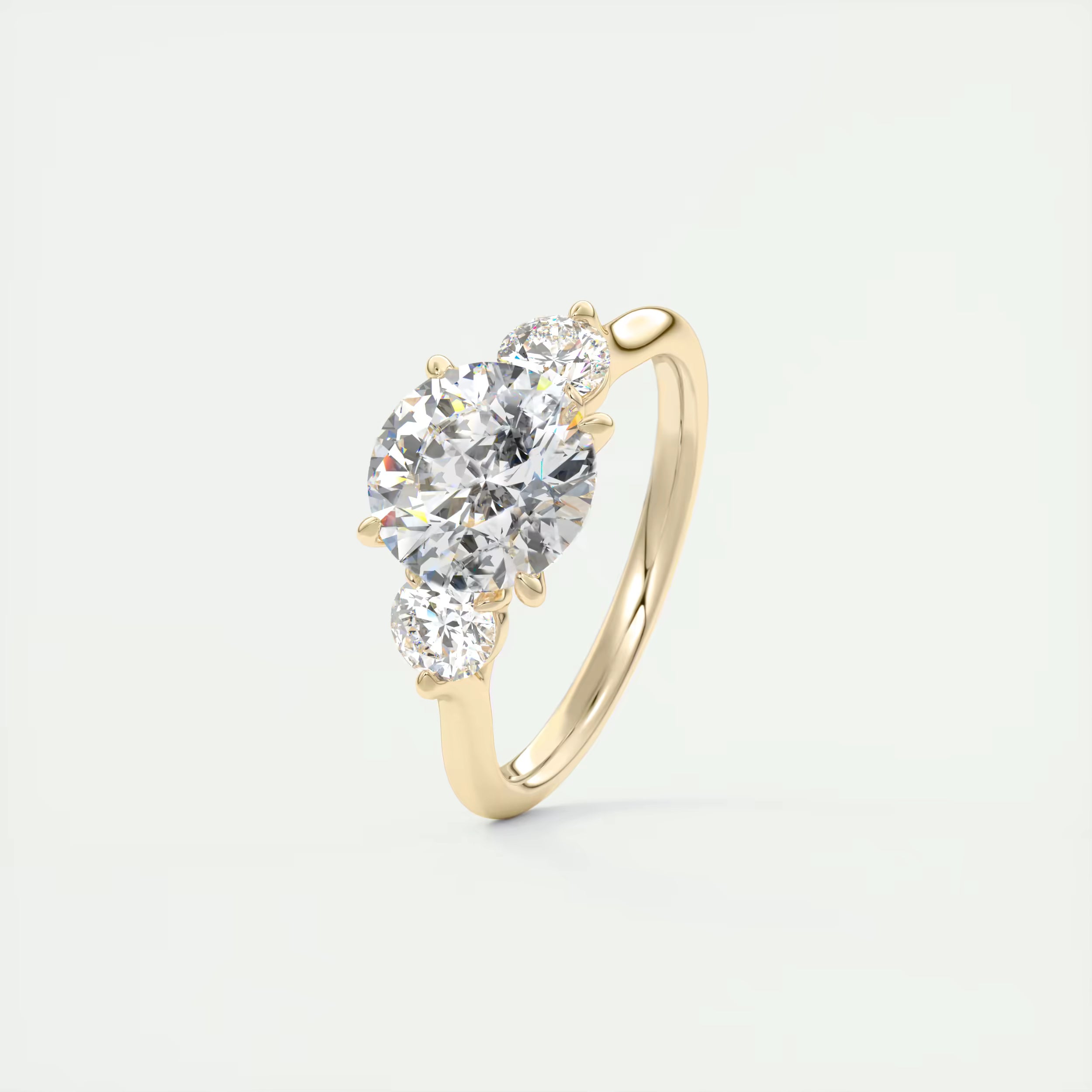 3.00 Ct Round Solitaire Ring Luxe Selene Three Stone Diamond Engagement Rings