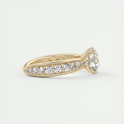 8-9 GM Round Solitaire Split Shank Engagement Ring