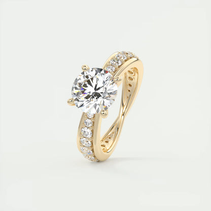 8-9 GM Round Solitaire Split Shank Engagement Ring