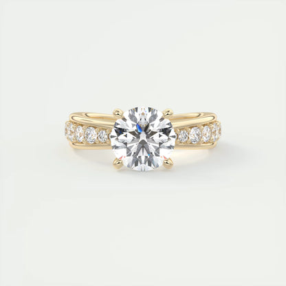 8-9 GM Round Solitaire Split Shank Engagement Ring