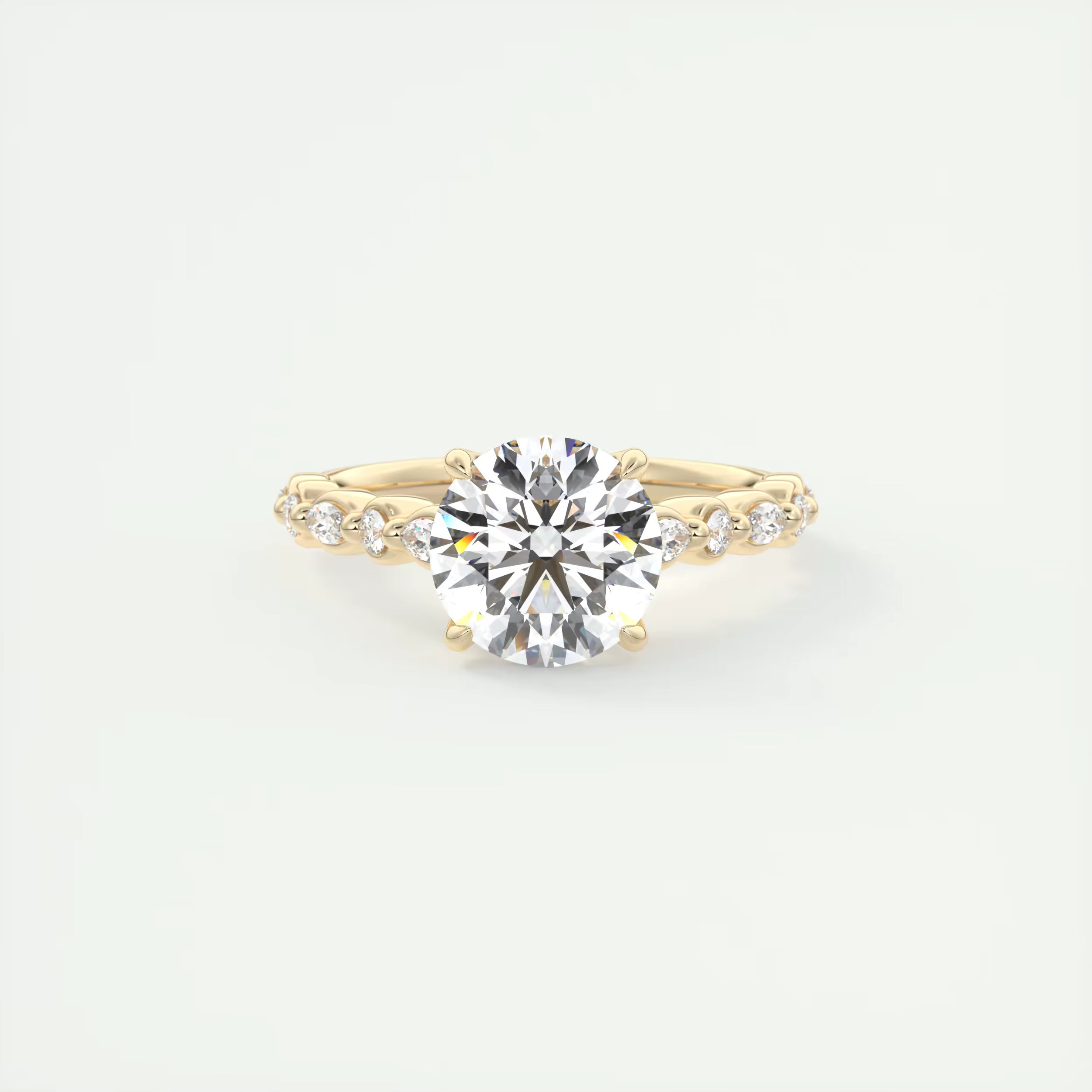 2.00 Ct Center Stone Round Solitaire Half Coverage Engagement Ring
