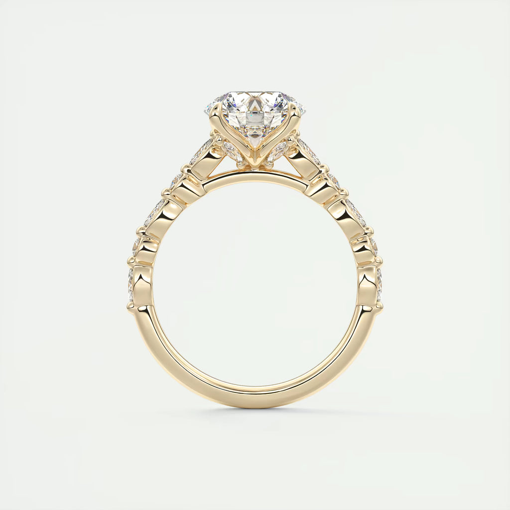 2.00 Ct Center Stone Round Solitaire Half Coverage Engagement Ring