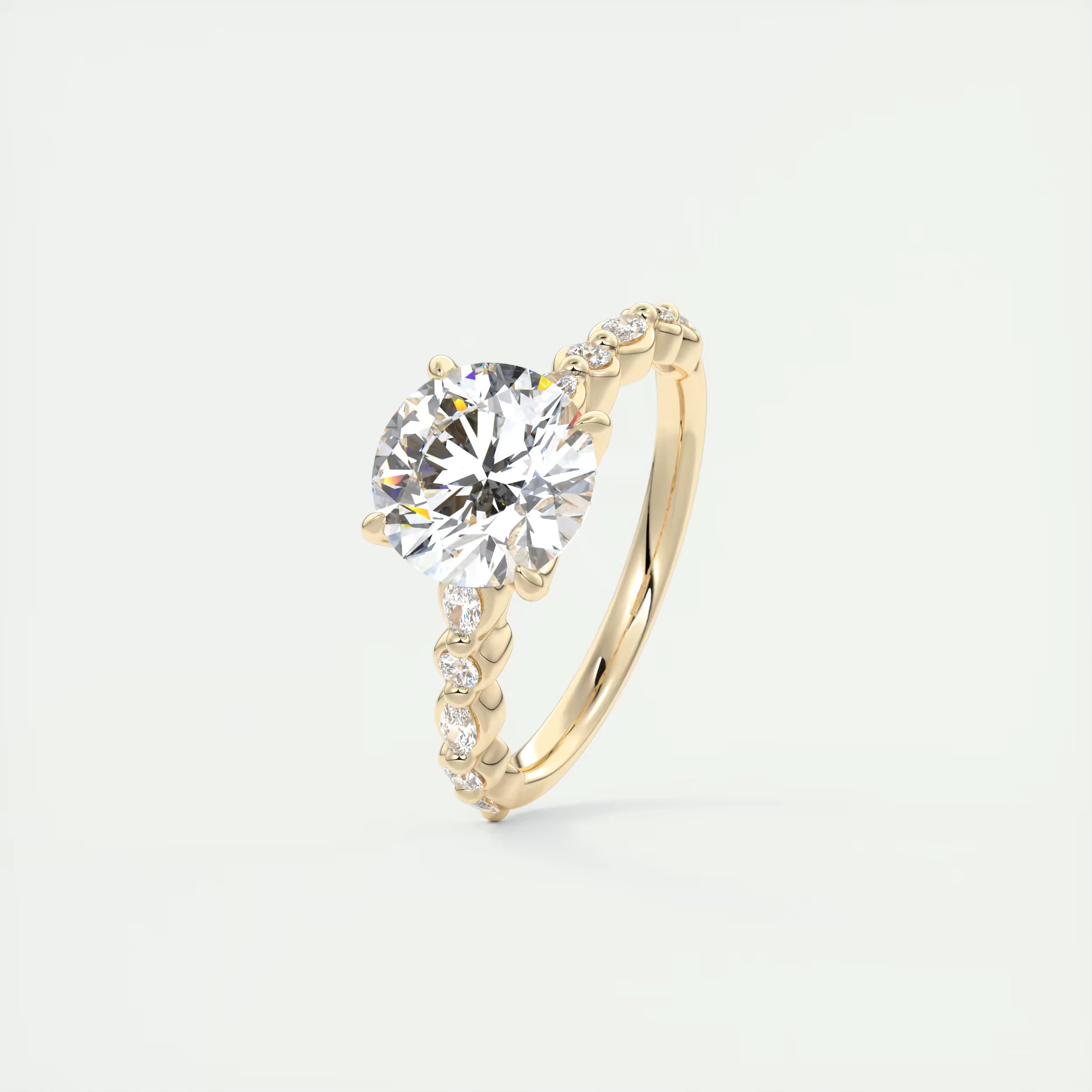 2.00 Ct Center Stone Round Solitaire Half Coverage Engagement Ring