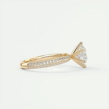 8-9 GM Round Solitaire Loren Pave Engagement Ring