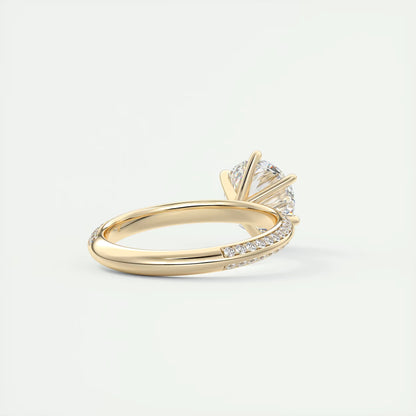 8-9 GM Round Solitaire Loren Pave Engagement Ring