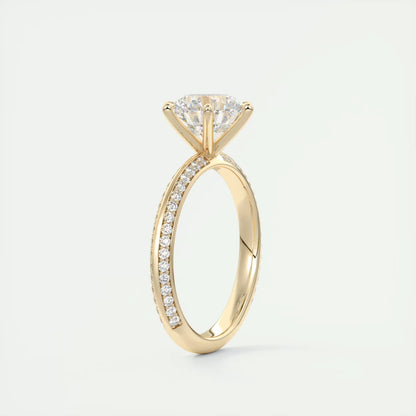 8-9 GM Round Solitaire Loren Pave Engagement Ring