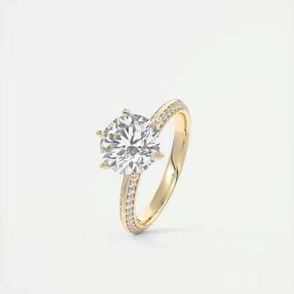 8-9 GM Round Solitaire Loren Pave Engagement Ring