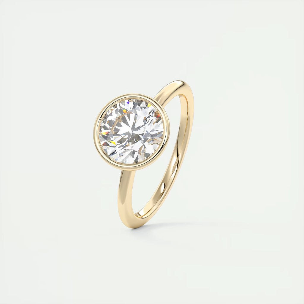 2.00 Ct Round Bezel Set Solitaire Antique Style Art Deco Engagement Ring