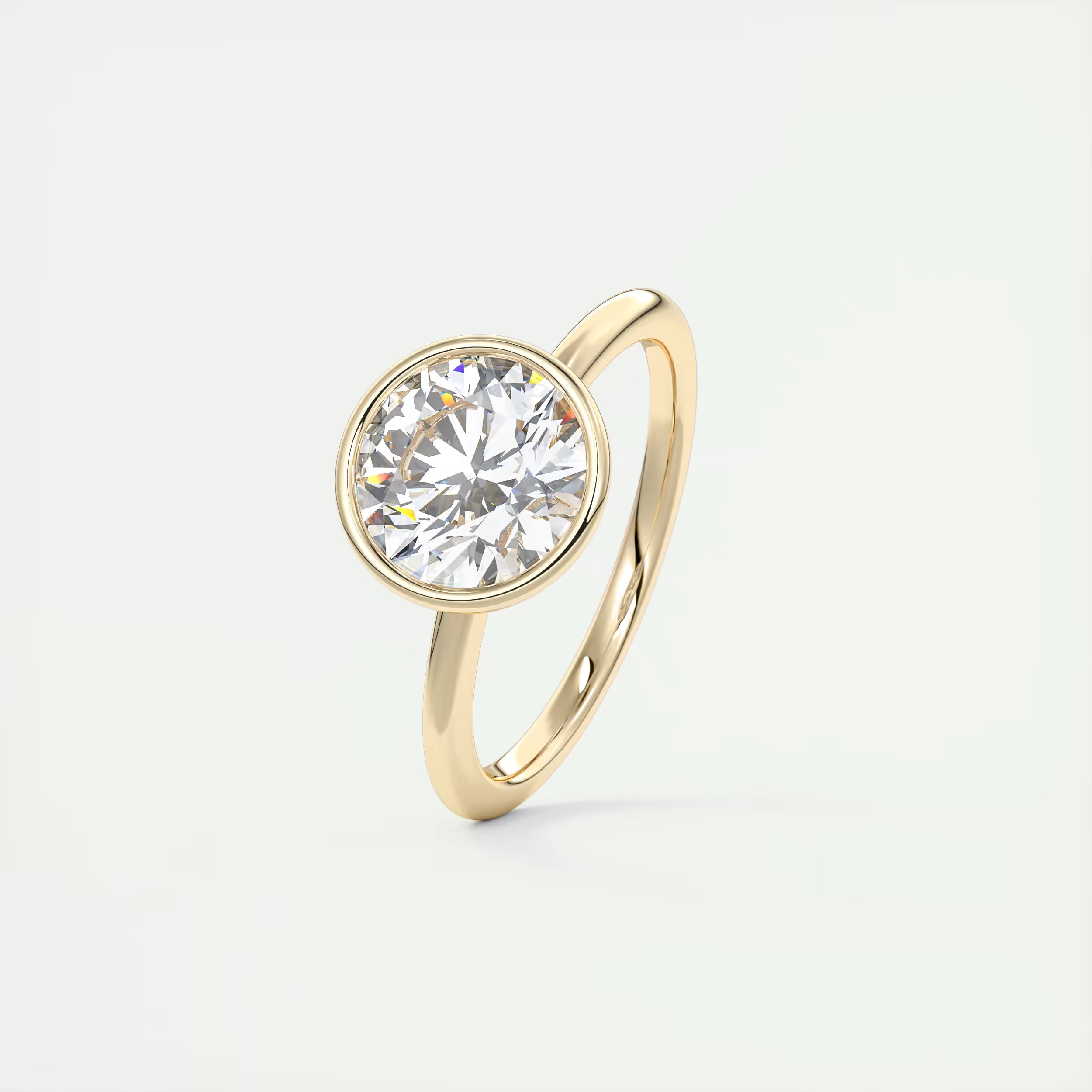 2.00 Ct Round Bezel Set Solitaire Antique Style Art Deco Engagement Ring