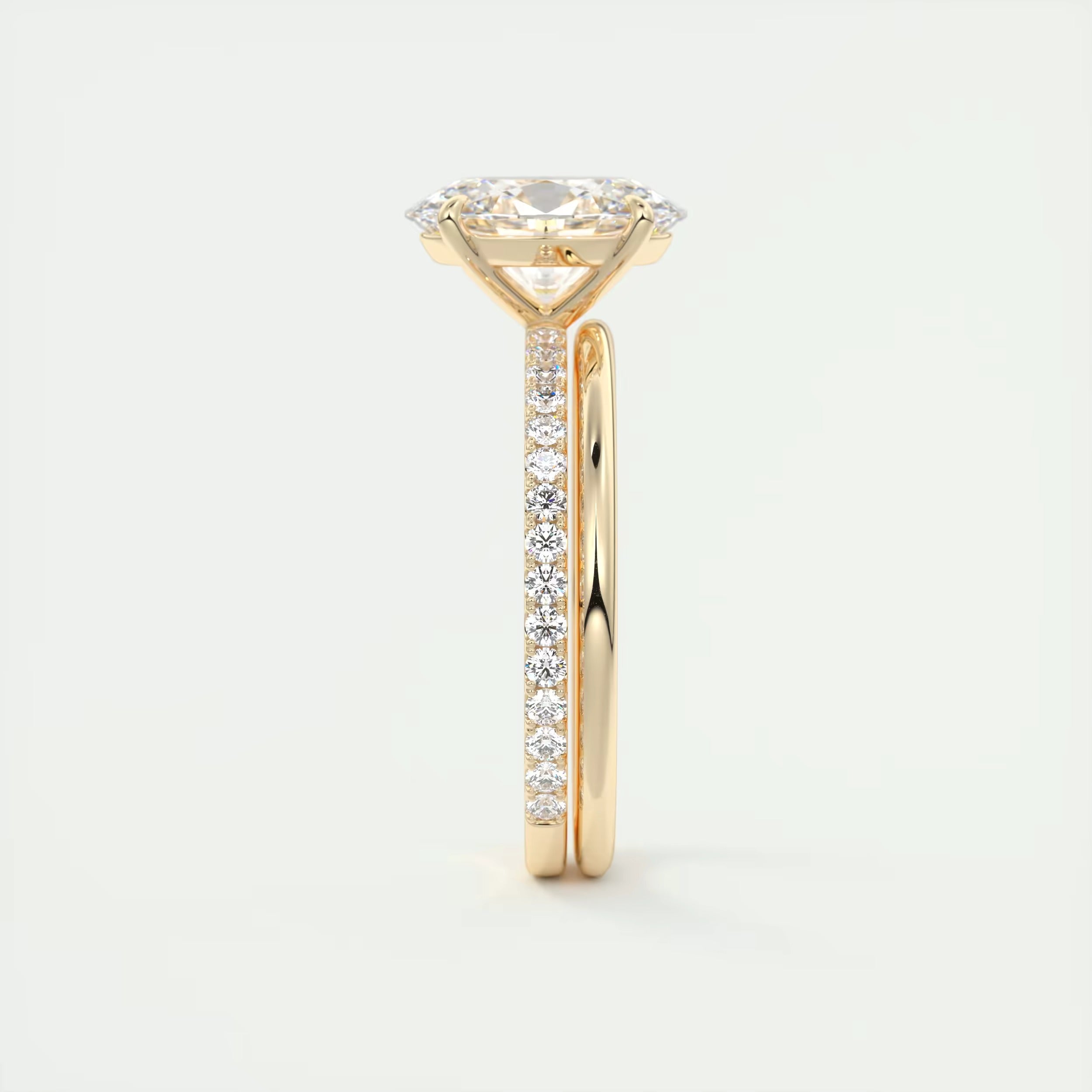 2.25 Ct Harper Pavé Oval  Center with 1.5mm French Set Pavé Ring