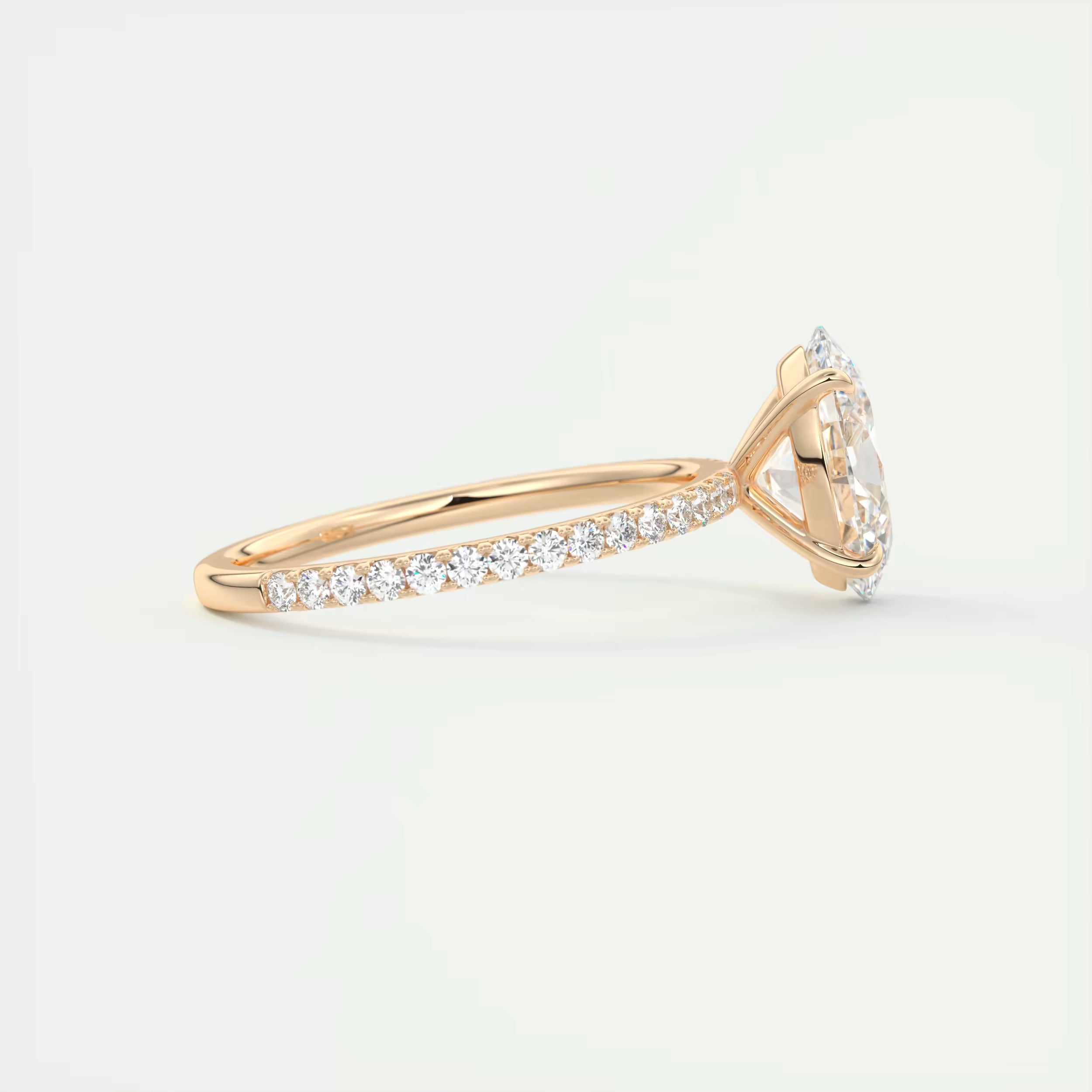 2.25 Ct Harper Pavé Oval  Center with 1.5mm French Set Pavé Ring