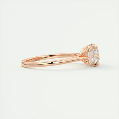 3.00 Ct The Nouveau Cushion &Trapezoid Three Stone Engagement Rings