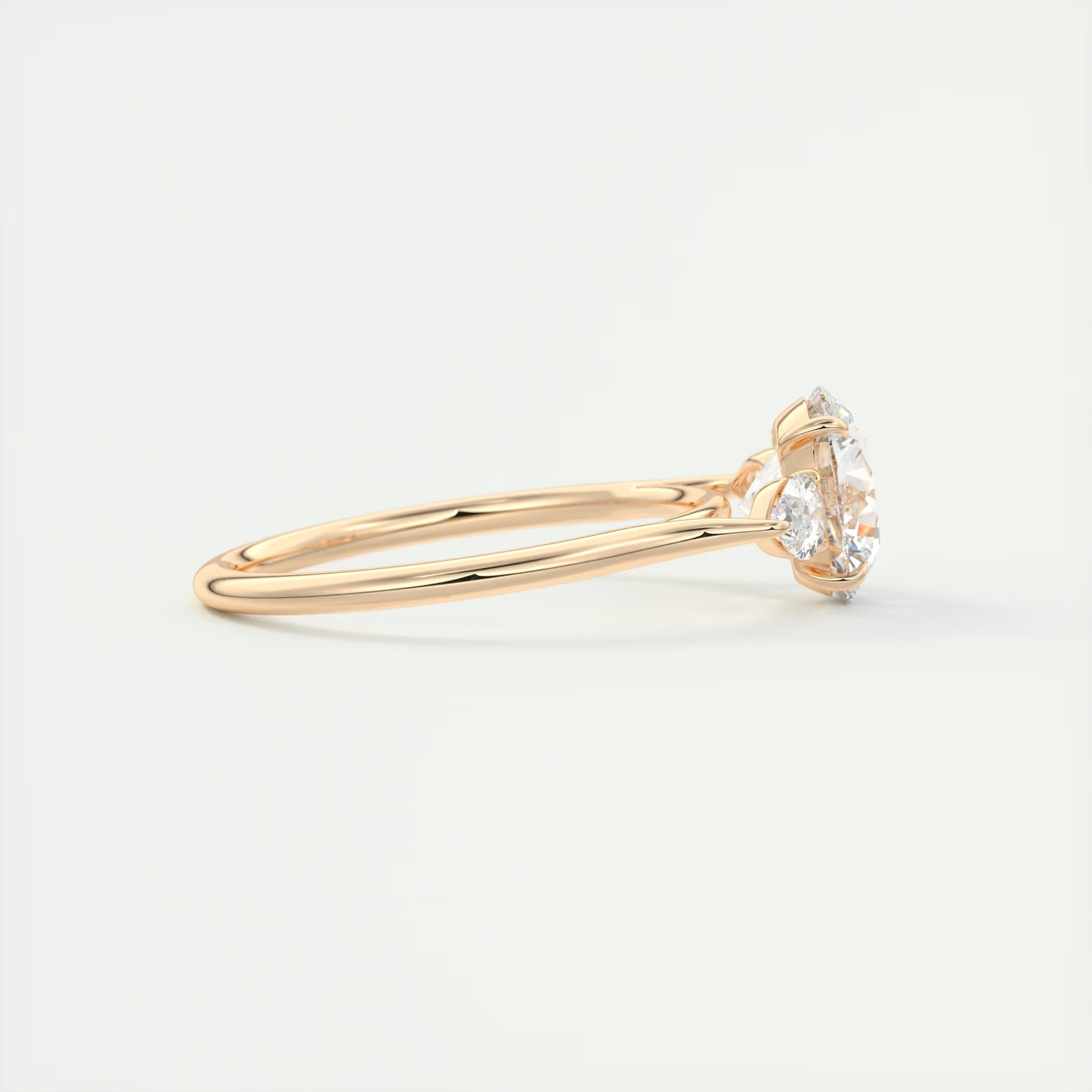 2.50 Ct Breezy Pears Round - Flush Stacking Pear Three Stone Engagement Ring