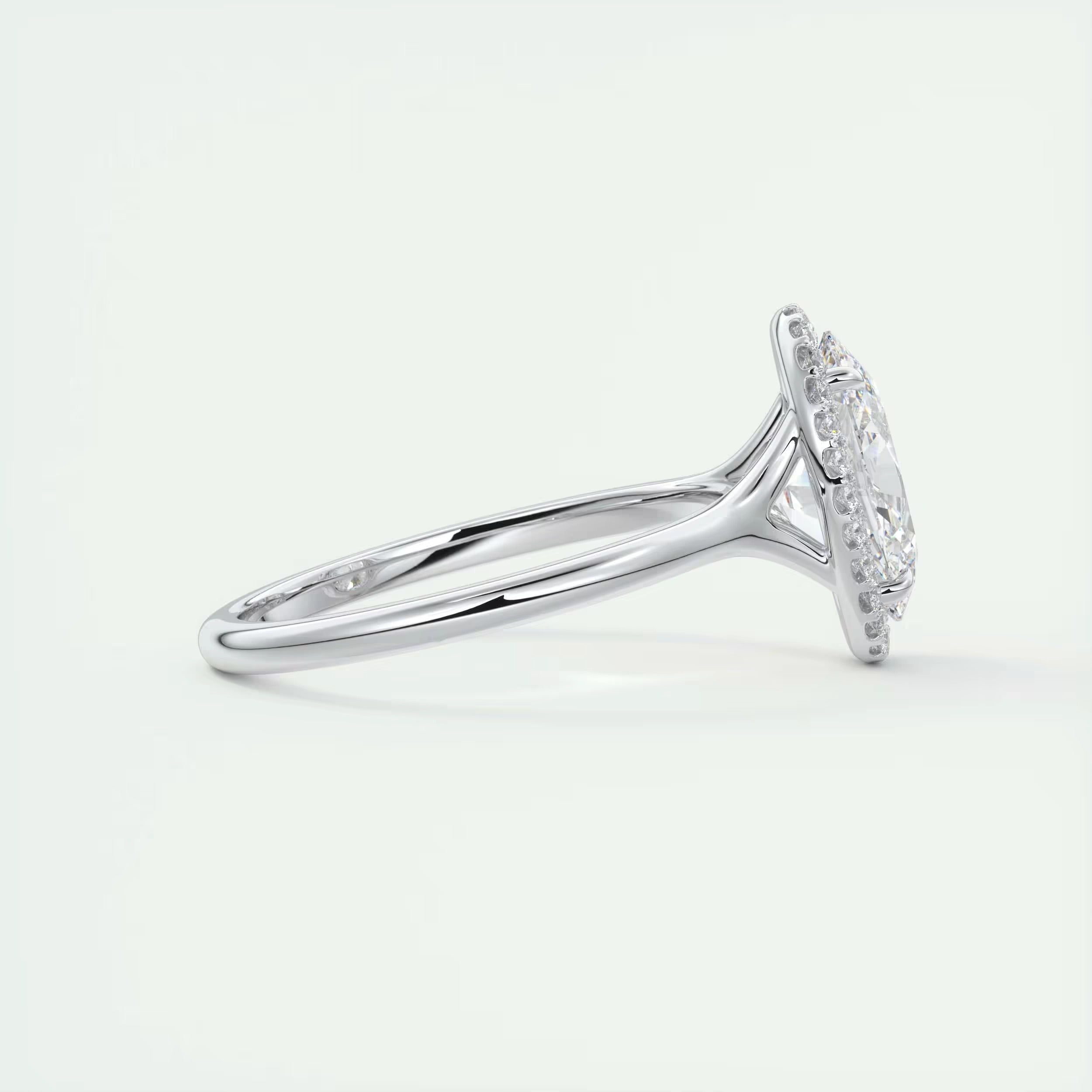 2.10 Ct The Breezy Halo Oval Center with French Set Halo Ring