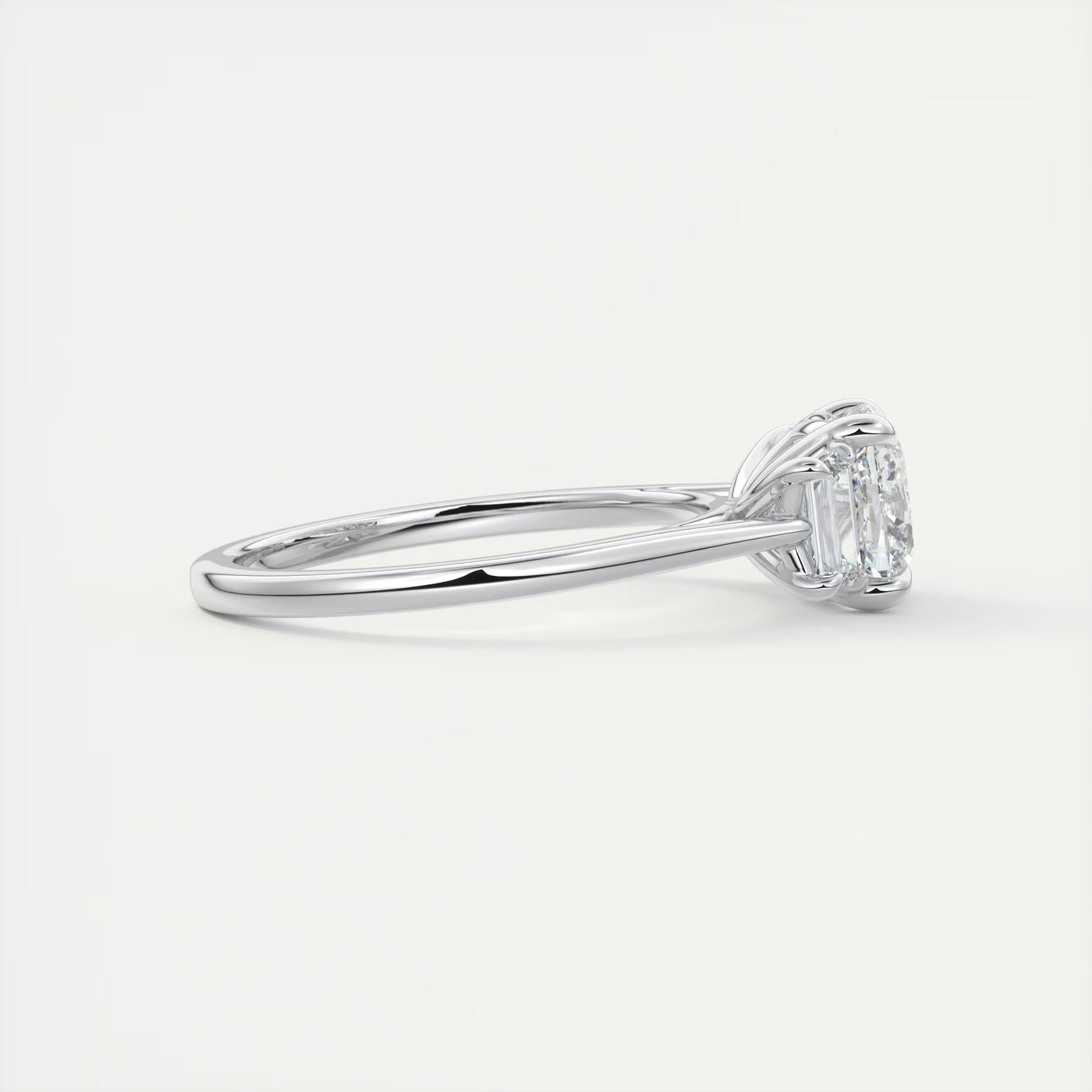 3.00 Ct The Nouveau Cushion &Trapezoid Three Stone Engagement Rings