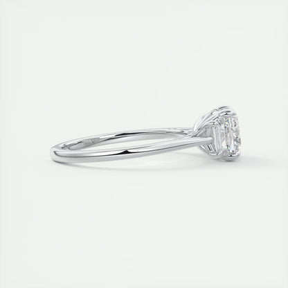 3.00 Ct The Nouveau Cushion &Trapezoid Three Stone Engagement Rings