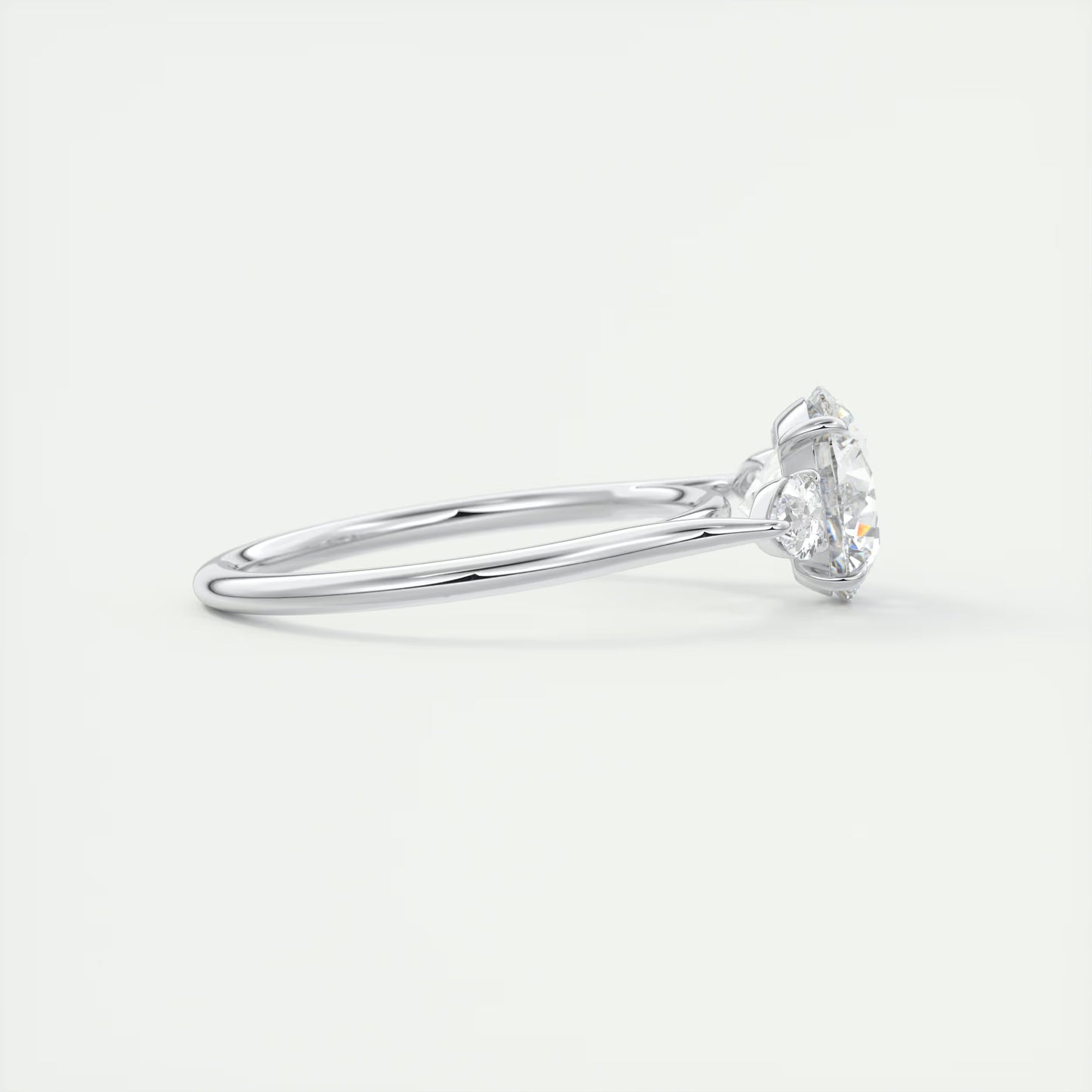 2.50 Ct Breezy Pears Round - Flush Stacking Pear Three Stone Engagement Ring