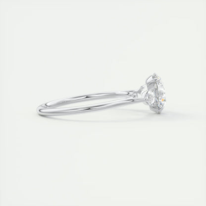 2.50 Ct Breezy Pears Round - Flush Stacking Pear Three Stone Engagement Ring