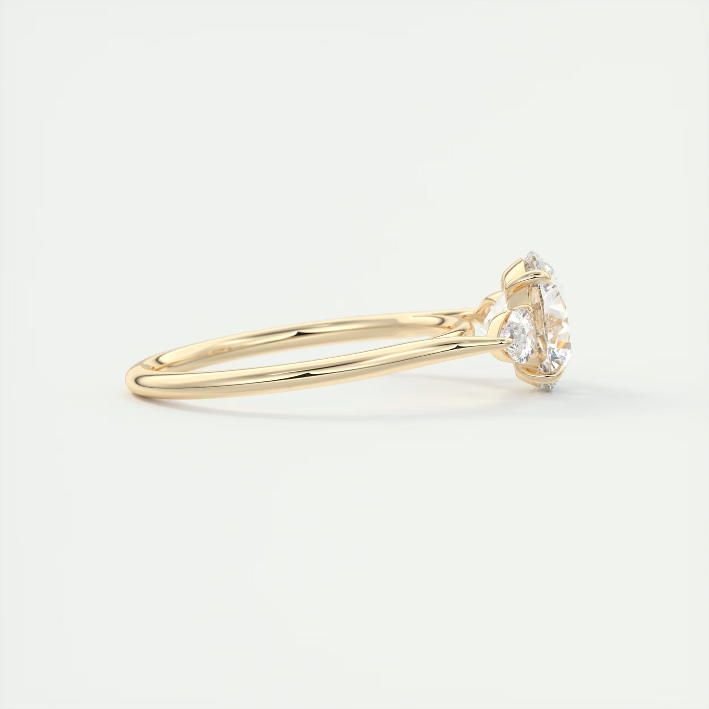 2.50 Ct Breezy Pears Round - Flush Stacking Pear Three Stone Engagement Ring