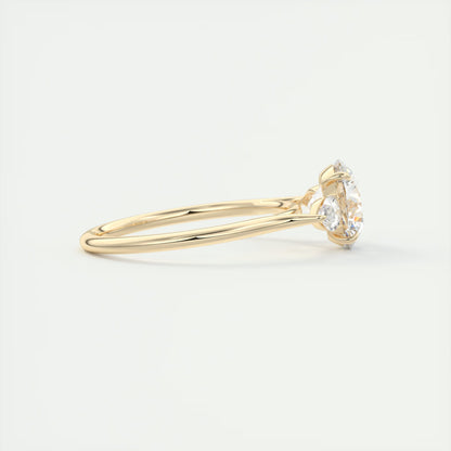 2.50 Ct Breezy Pears Round - Flush Stacking Pear Three Stone Engagement Ring
