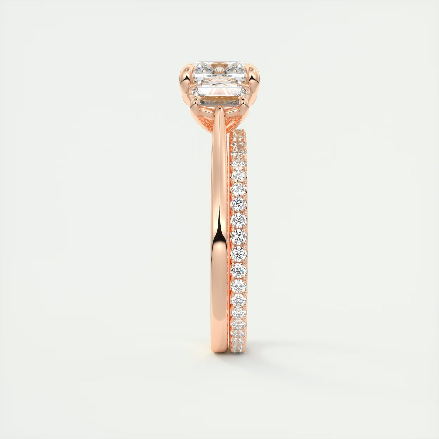 3.00 Ct The Nouveau Cushion &Trapezoid Three Stone Engagement Rings