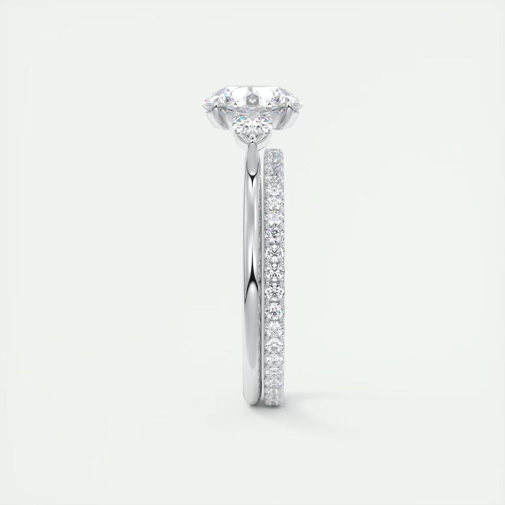 2.80 Ct Round Solitaire Ring Side Stone Three Stone Diamond Engagement Rings