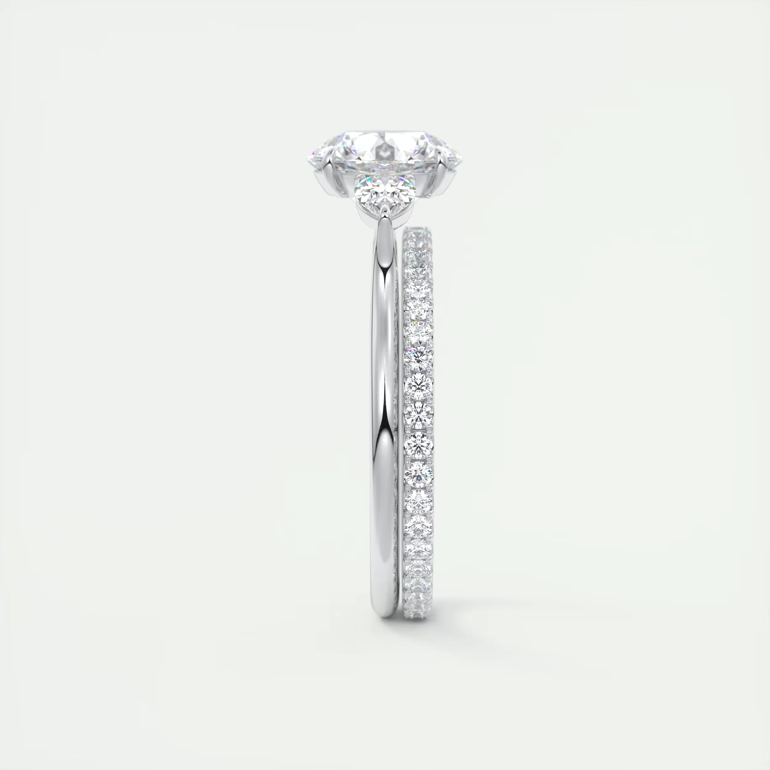 2.80 Ct Round Solitaire Ring Side Stone Three Stone Diamond Engagement Rings