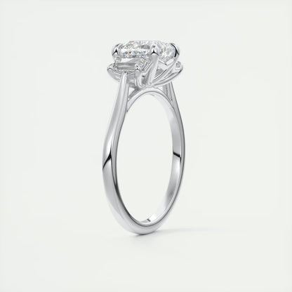 3.00 Ct The Nouveau Cushion &Trapezoid Three Stone Engagement Rings