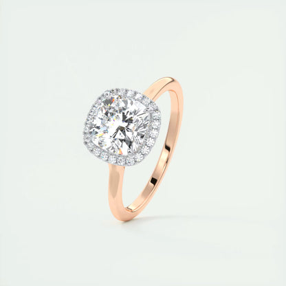 2.10 CtThe Breezy Halo Cushion Center with French Set Halo Ring