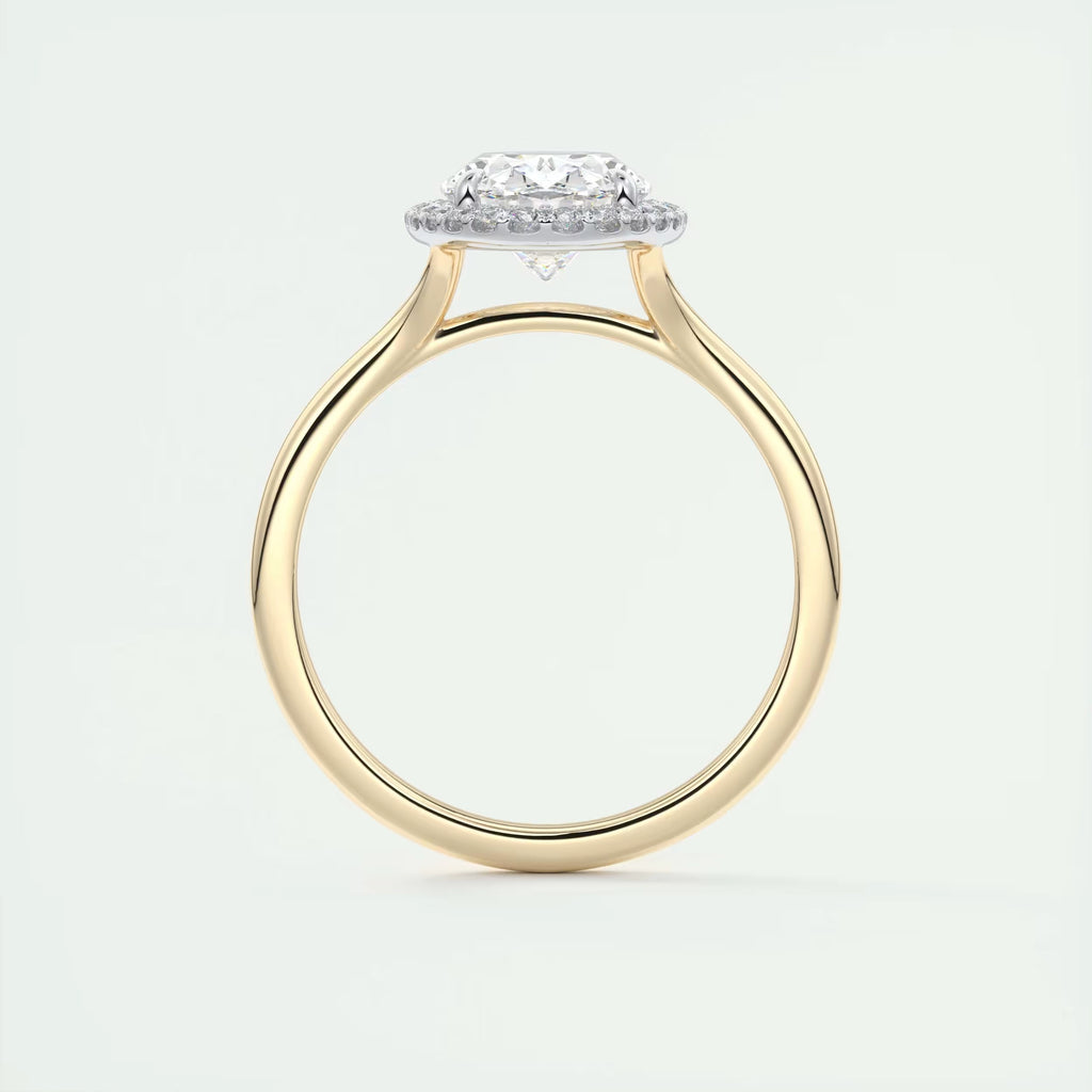 2.10 Ct The Breezy Halo Oval Center with French Set Halo Ring