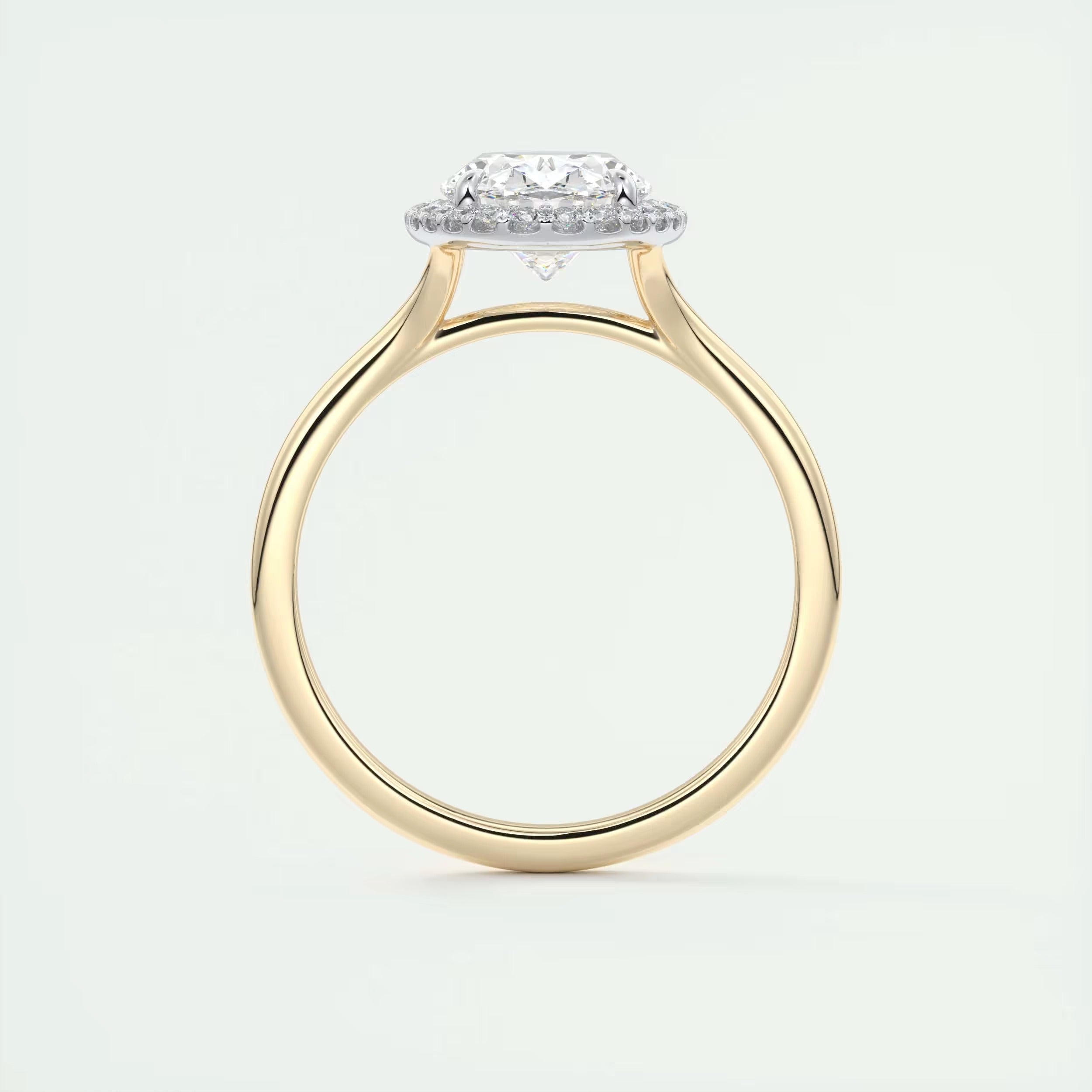 2.10 Ct The Breezy Halo Oval Center with French Set Halo Ring