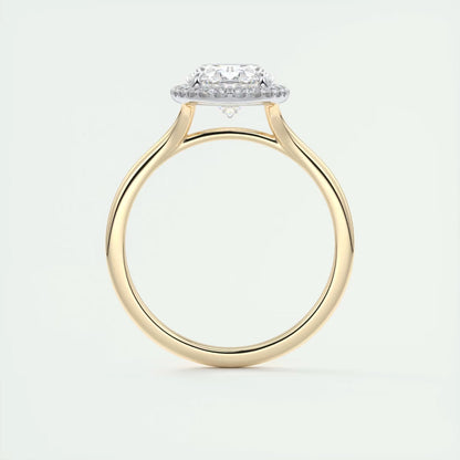 2.10 Ct The Breezy Halo Oval Center with French Set Halo Ring
