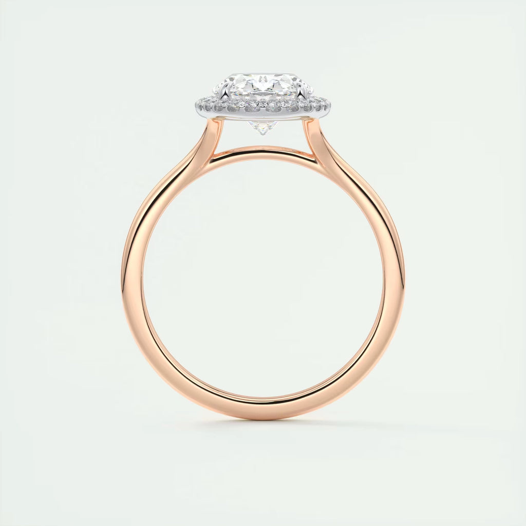 2.10 Ct The Breezy Halo Oval Center with French Set Halo Ring