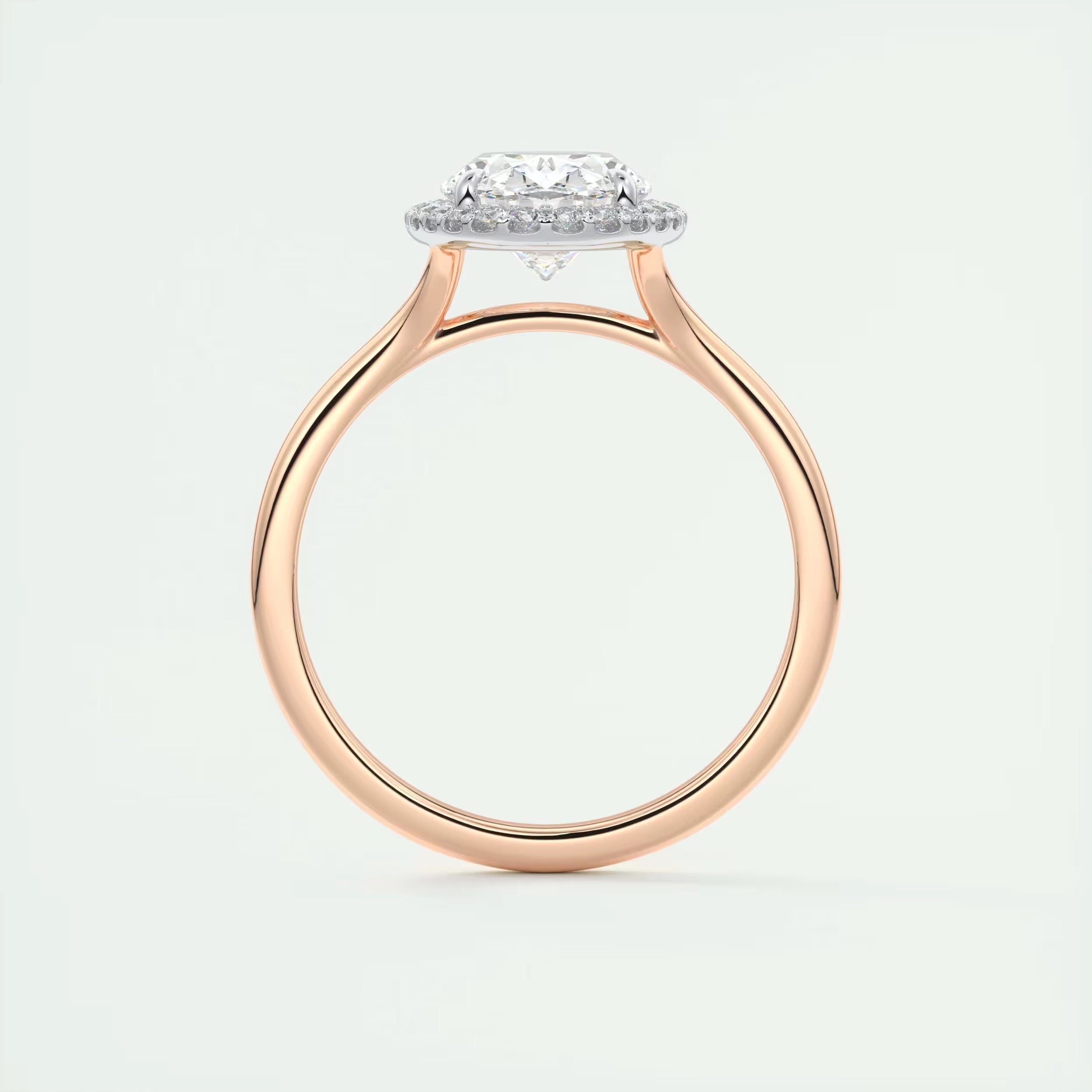 2.10 Ct The Breezy Halo Oval Center with French Set Halo Ring
