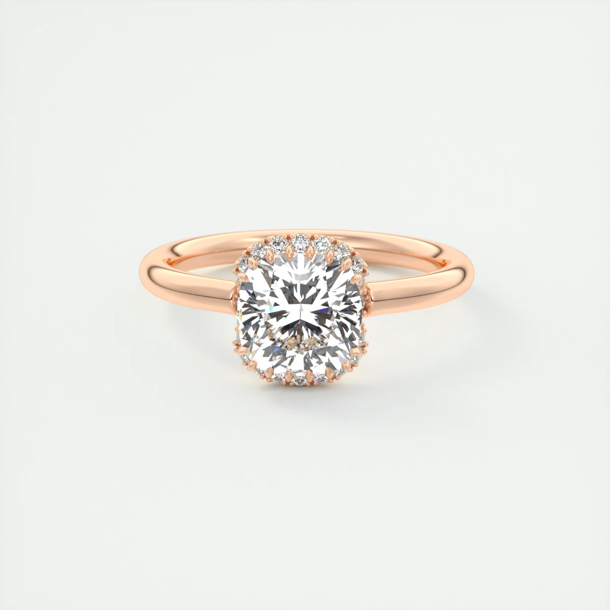 2.10 Ct The Center Stone Cushion Flush Stacking Half Halo Solitaire Ring