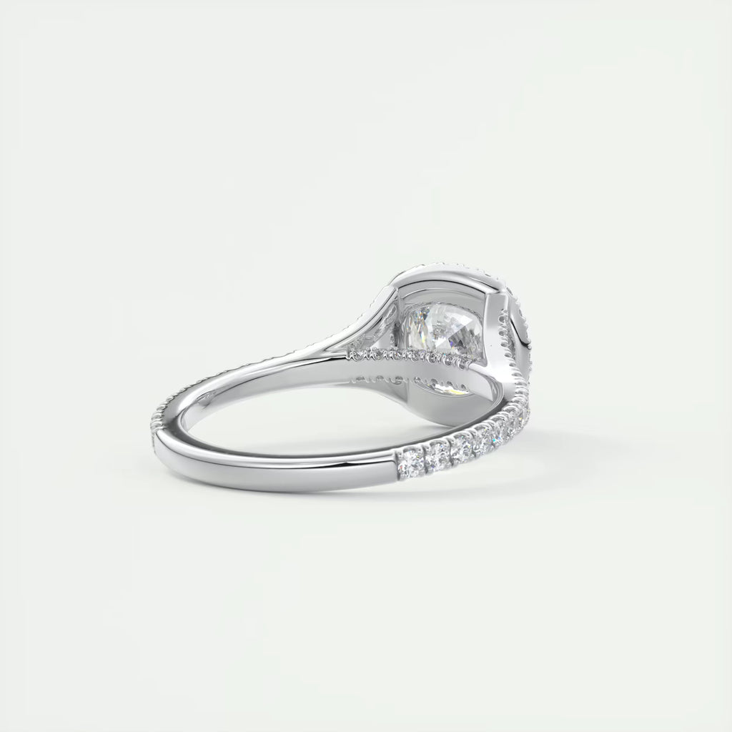 2.50 Ct The French Halo Cushion Cut Diamond with Miniature Prongs  french pavé Ring
