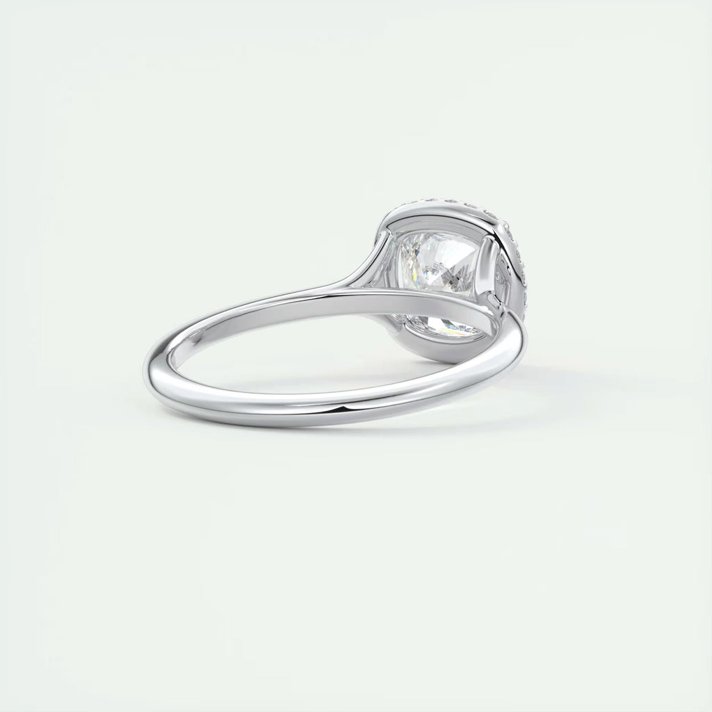 2.10 Ct The Breezy Halo Center Stone Cushion with French Set Halo Ring