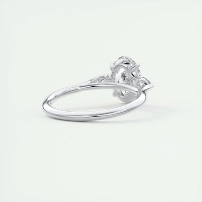 2.50 Ct Breezy Pears Oval Solitaire Side Stone Rings