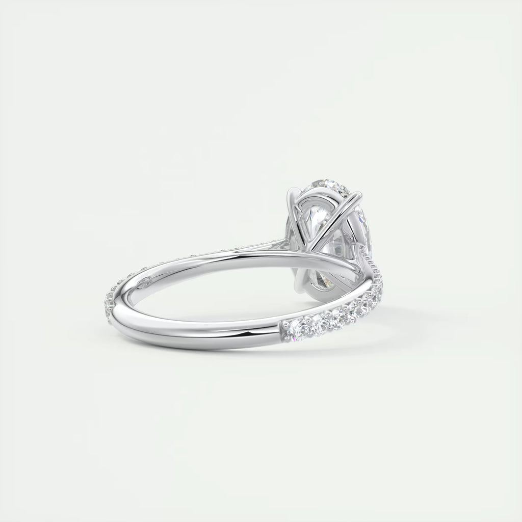 2.30 Ct The Cathedral Pavé Oval Solitaire Cathedral Pavé Setting Ring