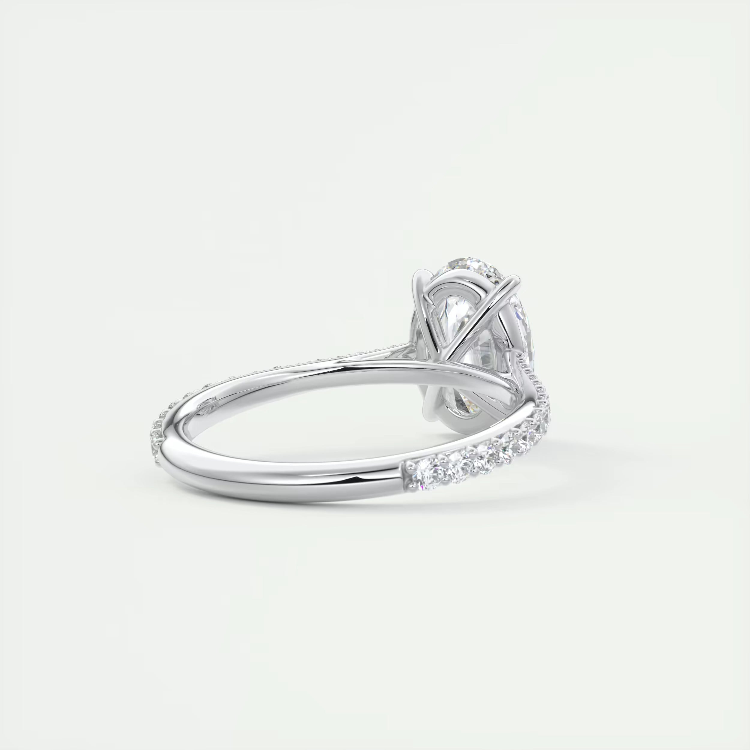 2.30 Ct The Cathedral Pavé Oval Solitaire Cathedral Pavé Setting Ring