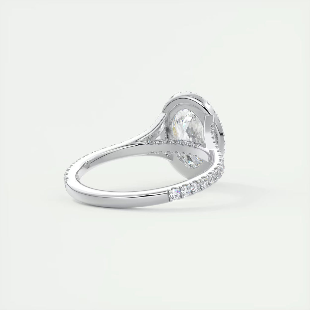 2.60 Ct The French Halo Oval Cut Diamond with Miniature Prongs Ring