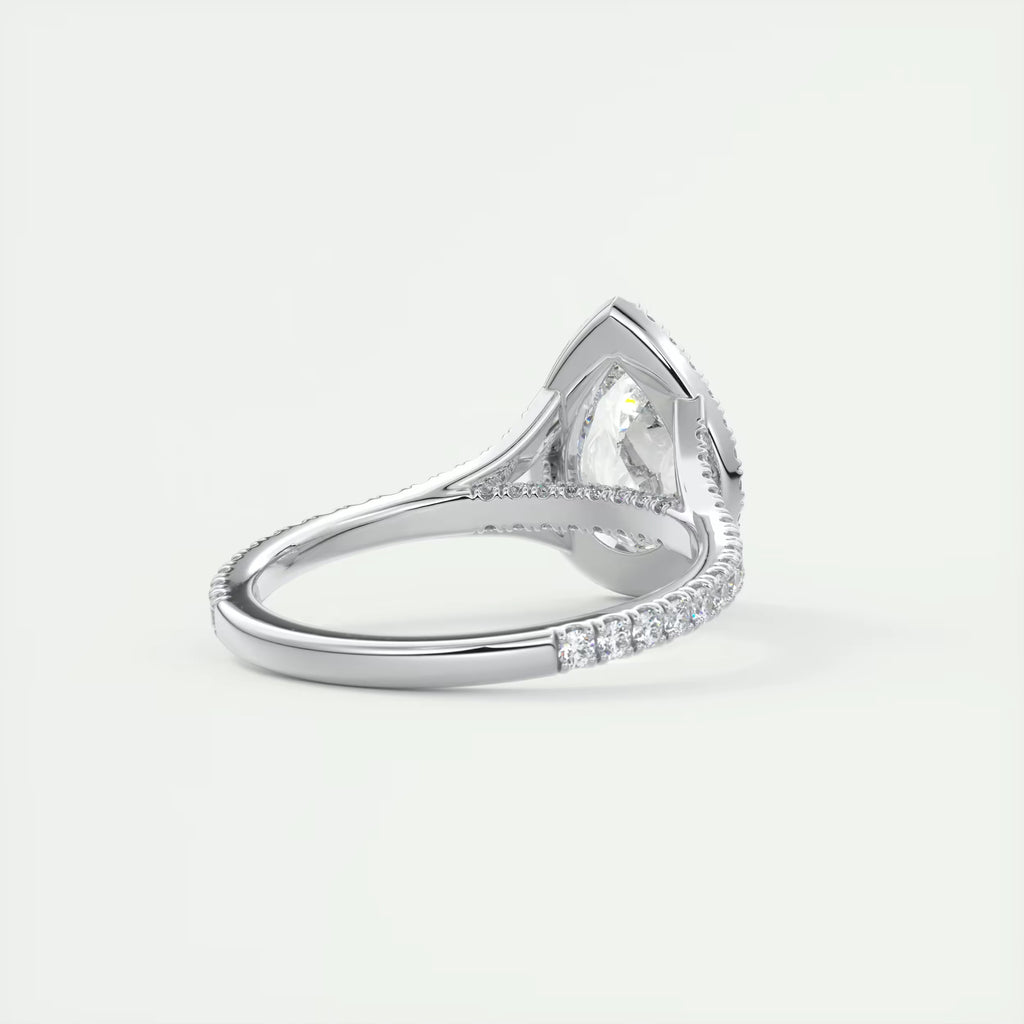 2.70 Ct The French Halo Center Stone Pear & Side Stone Round Cut Diamond with Miniature Prongs Ring