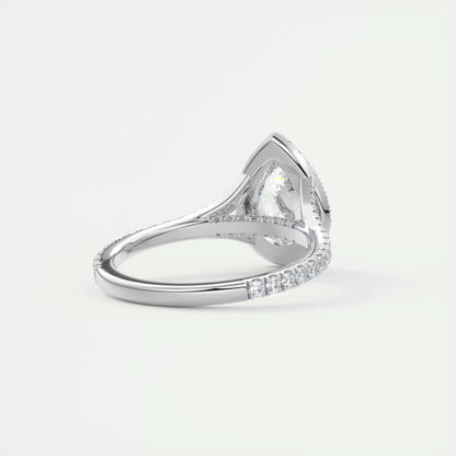 2.70 Ct The French Halo Pear Cut Diamond with Miniature Prongs Ring