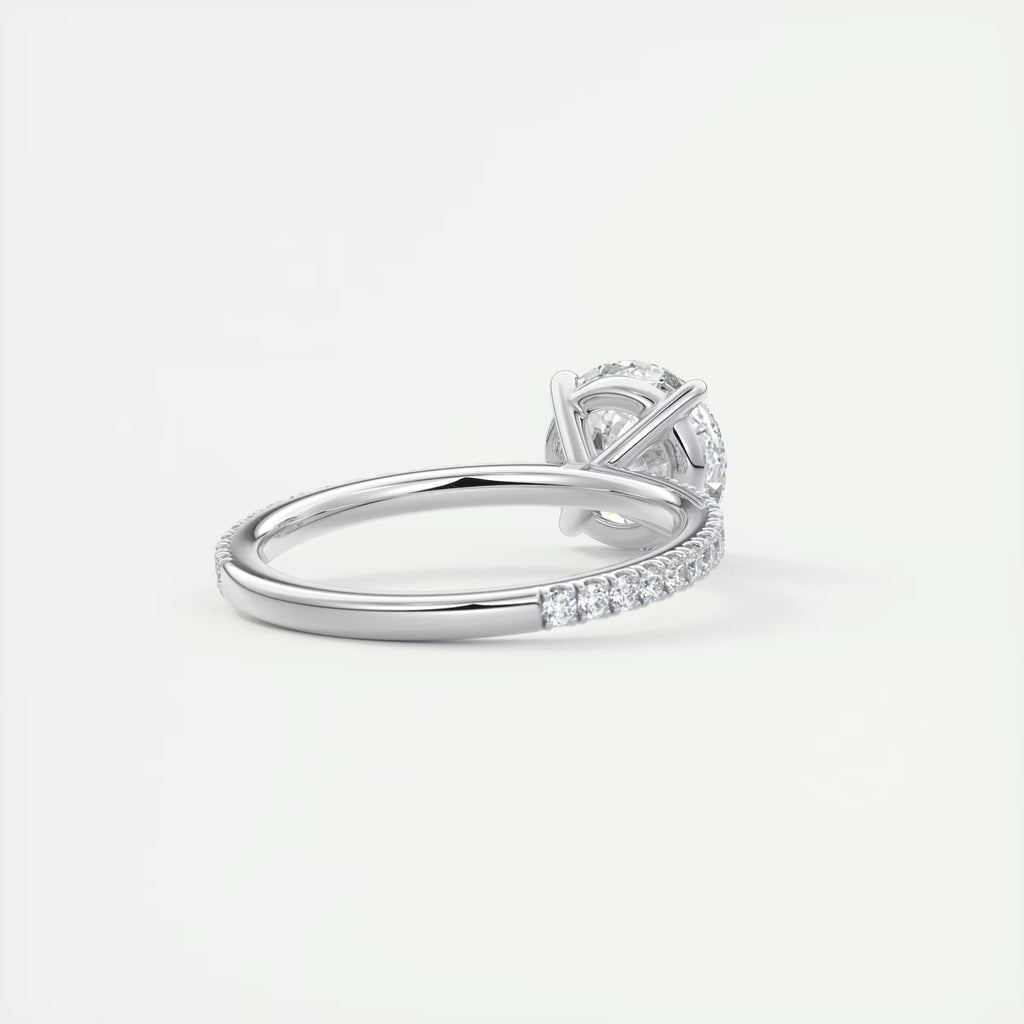 2.50 Ct Round Solitaire Ring with 3/4 French Set Pave Engagement Rings