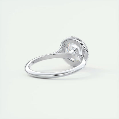 2.15 Ct The Breezy Halo Round Center with French Set Halo Ring