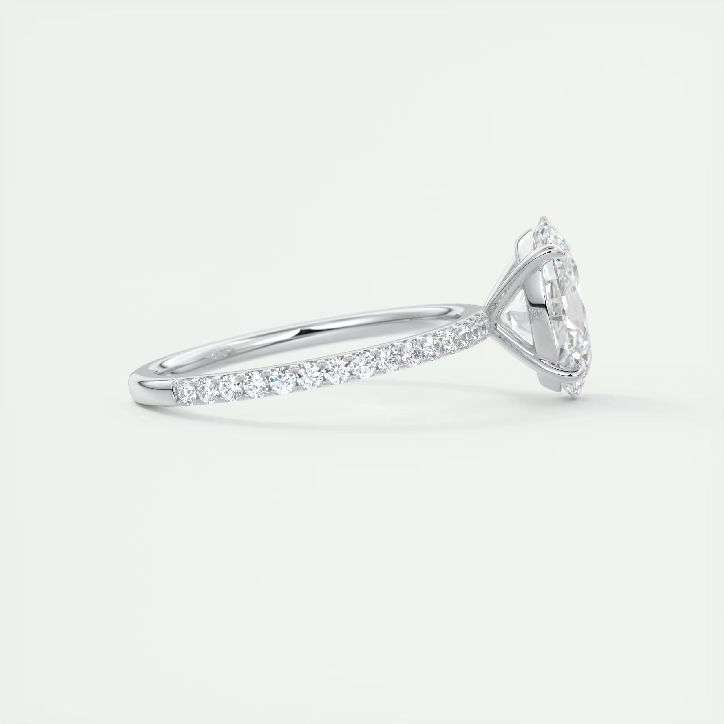 2.25 Ct Harper Pavé Oval  Center with 1.5mm French Set Pavé Ring